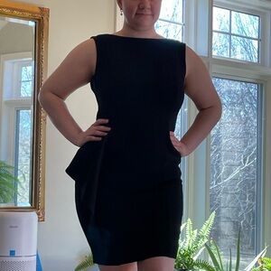 Classic Black Sleeveless Peplum Sheath Dress